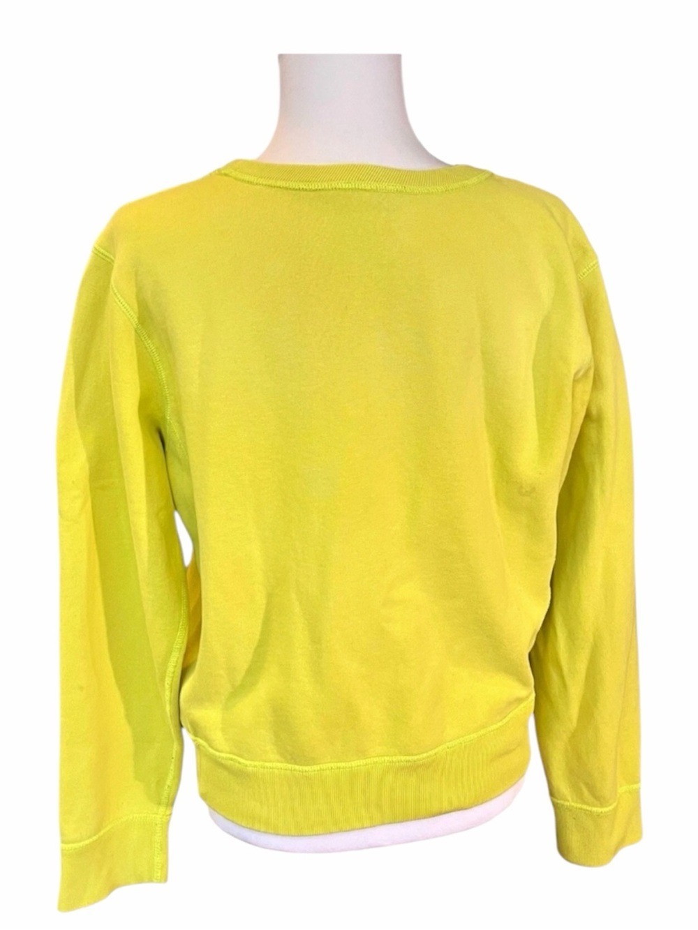 Polo Ralph Lauren Neon Yellow Fleece Sweatshirt Women’s L Pony Logo Preppy - Picture 3 of 12